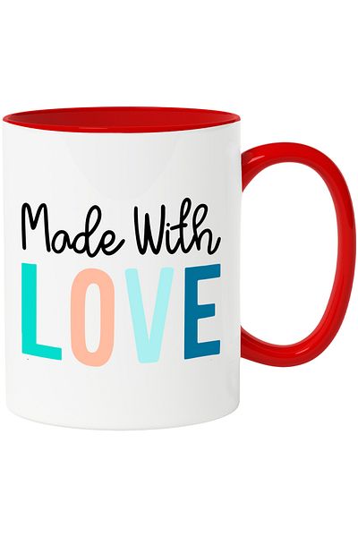 StoryGift Romania Mug With Text Made with Love, Love, Love, Family, Ceramic, 330ml, with M, With, STG.