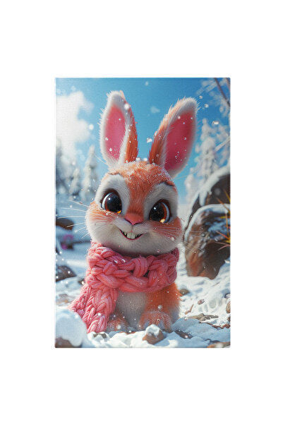 StoryGift Romania Tablou Canvas: Iepurașul Roz Cu Fular Împletit Îmbrăcăminte...