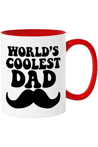 StoryGift Romania Mug with Text in English World's Coolest Dad, Mustache, With, STG.