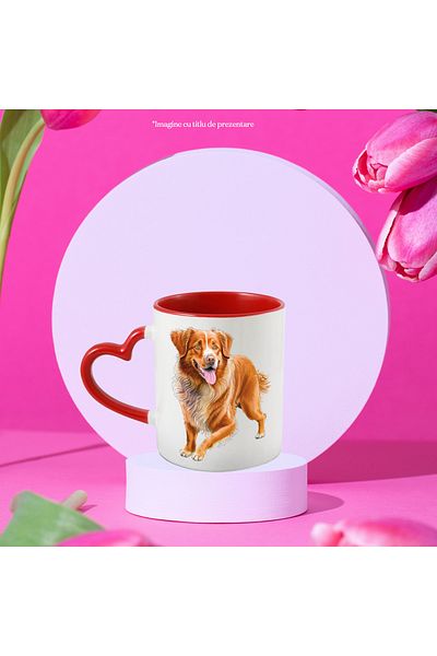 StoryGift Romania Mug with a nimble dog | illustration | lively | tongue out | playful | energetic, With,STG.