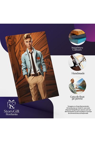 StoryGift Romania Tablou Canvas: Portret Masculin Imbracat In Costum Elegant Scos In Evidenta De Arta Stradala P
