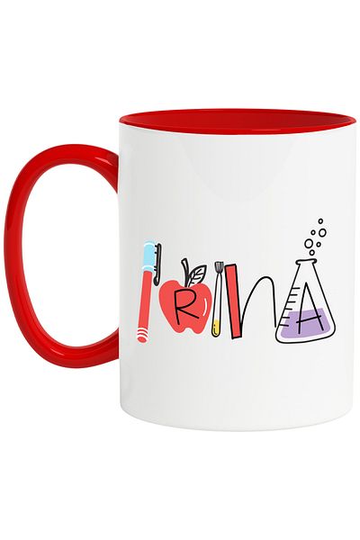 StoryGift Romania Mug With Name Irina, School, Chemistry, Subjects, Algebra, Geometry, 330ml, Ceramics, With, STG.