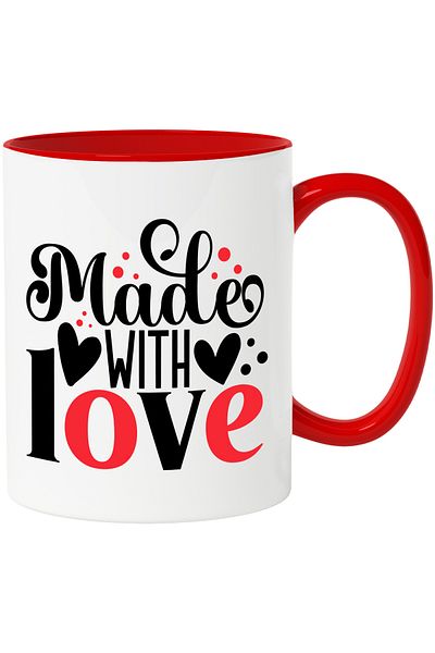 StoryGift Romania Mug with hearts and the text "Made with love" - ​​made with love, family affection, With ,STG