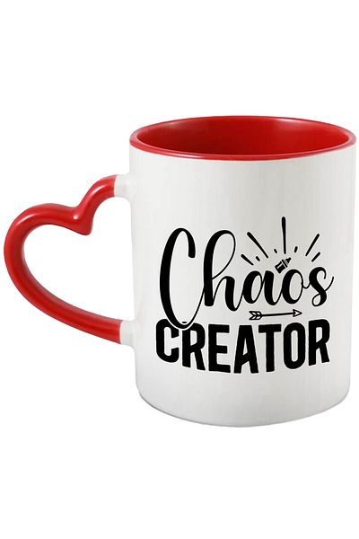 StoryGift Romania Mug with illustration showing a baby bottle and the text "Chaos creator" - creator of chaos, With ,STG.