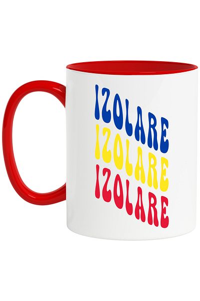 StoryGift Romania Mug The Word Isolation, in the Colors of the Romanian Flag, Red, Yellow, Blue, T, With, STG.