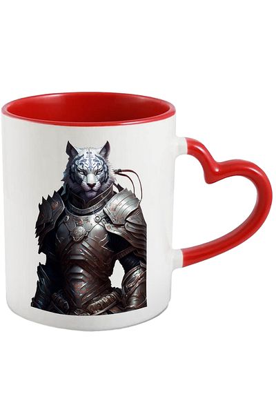 StoryGift Romania Warrior Cat Portrait Mug, Custom Metal Robot, Fierce Cat, A, With, STG.