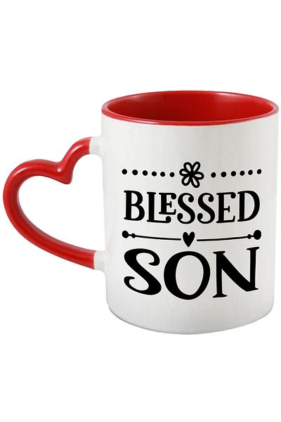 StoryGift Romania Mug with the text in English "Blessed son" - blessed son, good parents with Handle, With, STG.