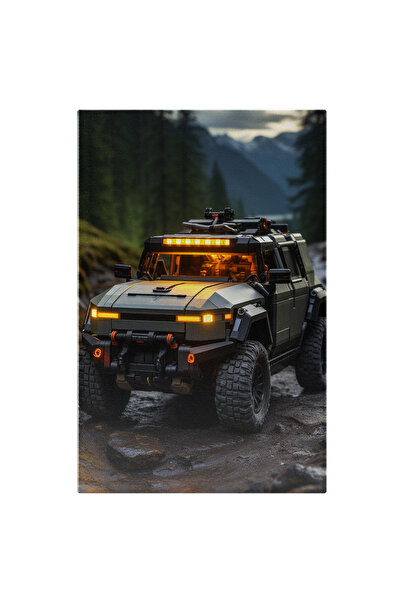 StoryGift Romania Tablou Canvas: Masina De Munte Intre Stanci Verde 4x4 Farur...