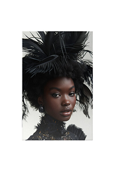 StoryGift Romania Tablou Canvas: Eleganță Futuristă Într-un Portret De Femeie Elegant- Accesorii Inedite Negre P