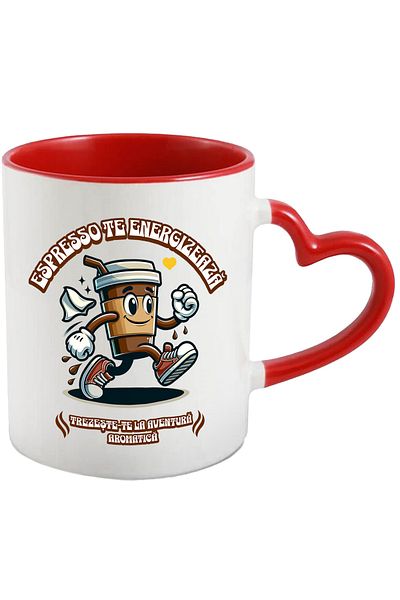 StoryGift Romania Espresso coffee glass mug energizes you. Wake up to adventure, 330ml, Sky, With, STG