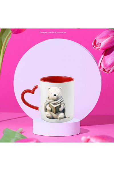 StoryGift Romania Cana Cu Un Urs Polar Care Citeste | Ilustratie | Paturica Pe El Sub Forma De Pel, Cu ,stg
