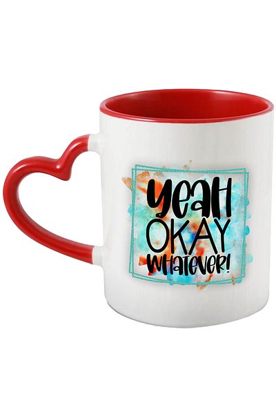 StoryGift Romania Mug with the message "Yeah, okay, whatever!", illustration, funny, laugh, comic, yes, b, With, STG.