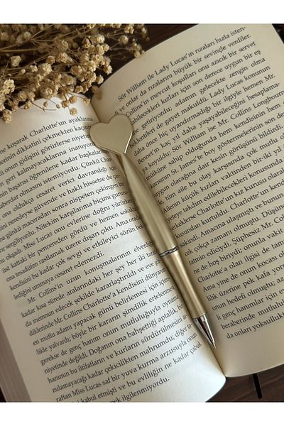 busrasdesign Gold Heart Ballpoint Pen, Wedding Wedding Pen