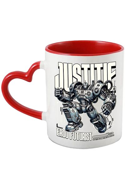 StoryGift Romania Mug Strong Robot Warrior Justice. Futuristic Hero, 330ml, Ceramic with Handle, With,STG.