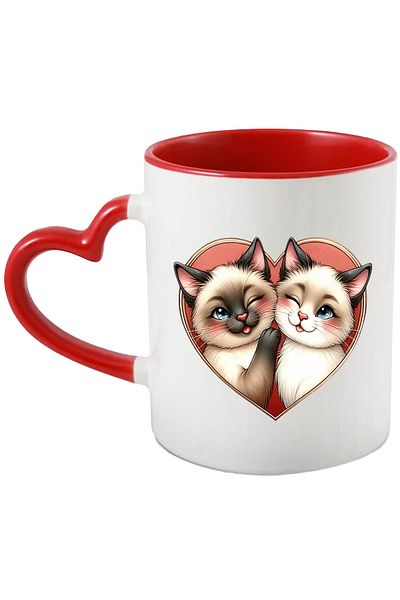 StoryGift Romania Mug with 2 Burmese kittens | illustration | affection | Valentine's Day | intel, Cu,STG.