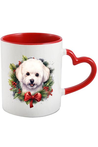 StoryGift Romania Mug with a cheerful white puppy | illustration | furry | mistletoe | leaves | fir | winter , With ,STG