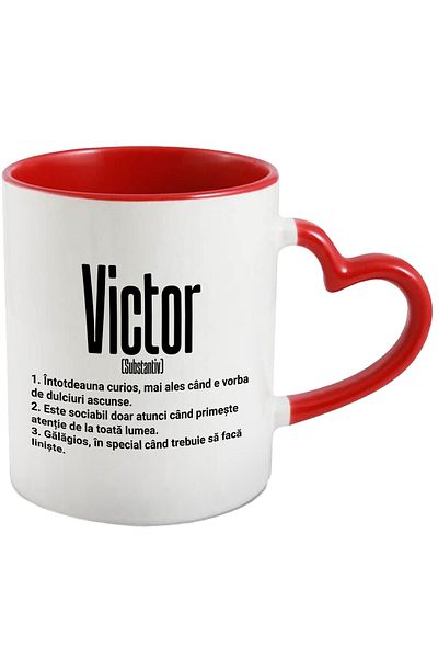 StoryGift Romania Mug With The Name Victor, With Funny Message, Curious, Sociable, Noisy, 330ml, Wax, With,STG.