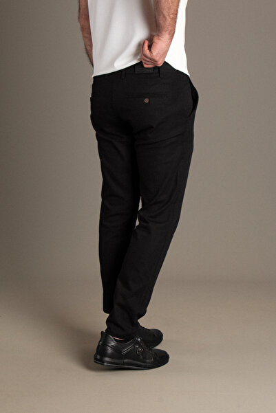 ZEKİ ÖZER Men's Black Linen Pants