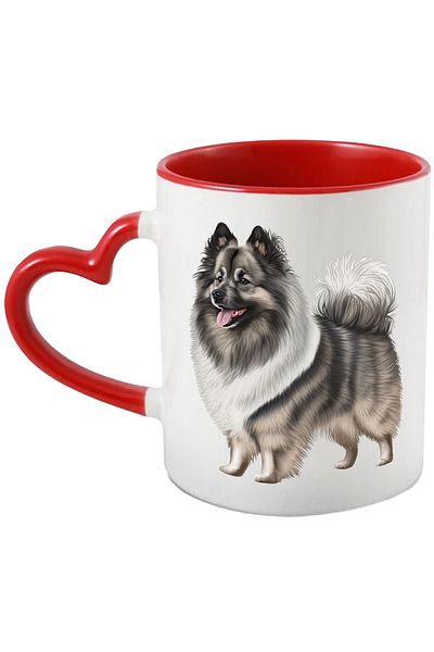 StoryGift Romania Mug with a cheerful furry dog ​​| illustration | tongue out | playful | gray | a, With ,STG