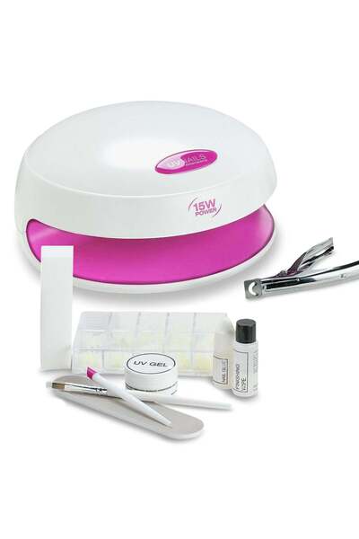 RİO BEAUTY Kit unghii gel cu lampă UV Rio UVLP5,15w, gel, accesorii