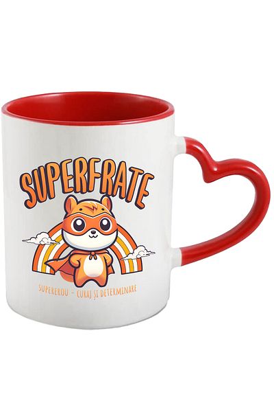 StoryGift Romania Super Brother Mug - Superhero, Courage and Determination, 330ml, Ceramic with Heart Handle, With,STG.