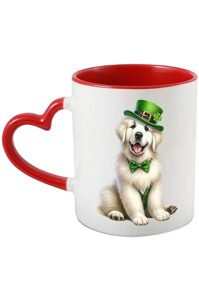 StoryGift Romania Mug With A White Puppy | Happy | Wearing A Green Hat | Bow | Vest | Trif, With ,stg