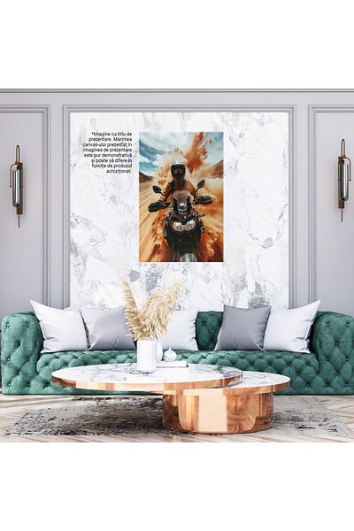 StoryGift Romania Tablou Canvas Iubitor De Motociclete, Motociclist Prin Desert Mergand Cu Viteza, Motocicleta N