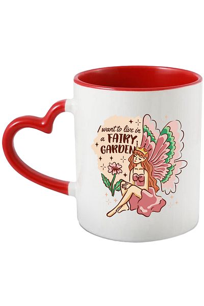 StoryGift Romania Mug With Message In English I Want To Live In A Fairy Garden, Fairy, Multicolor 330, With,STG.