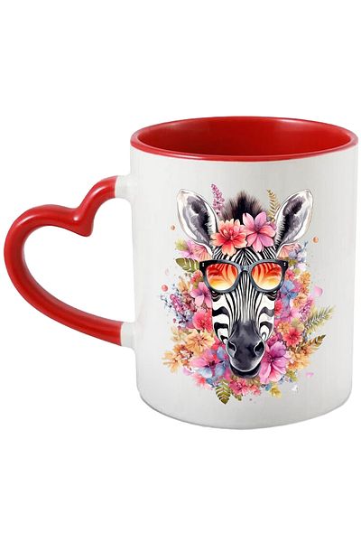 StoryGift Romania Mug with a zebra with sunglasses | illustration | flowers | abstract | nature, With ,STG .