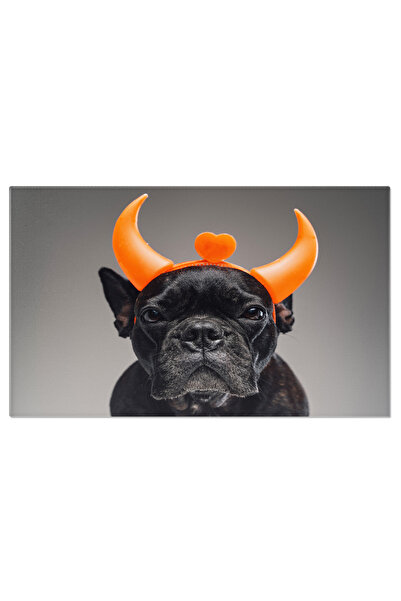 StoryGift Romania Tablou Canvas: Bulldog Negru Amuzant - Ochi Rai Si Personal...