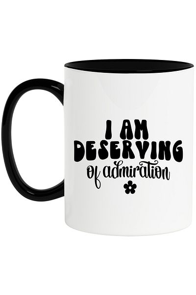 StoryGift Romania Mug with flower and the message "I am deserving of admiration" - I am worthy of admiration, With ,STG.