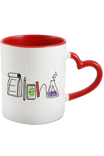 StoryGift Romania Cup With Name Elena, School, Chemistry, Materials, Algebra, Geometry, 330ml, Ceramics, With, STG.
