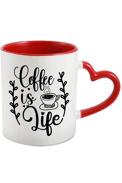StoryGift Romania Mug with hearts and the message in English "Coffee is life" - coffee is life with, With, STG.