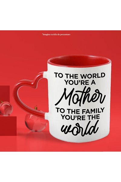 StoryGift Romania Mug for mothers who mean everything to their families with Red Heart Handle, With ,STG