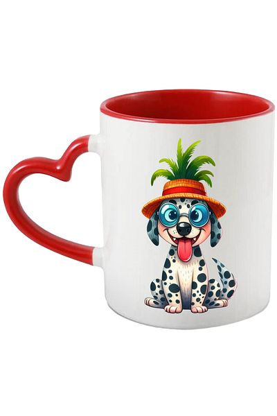 StoryGift Romania Mug with a crazy puppy, nerd glasses, illustration, hat, leaves, li, With ,STG .