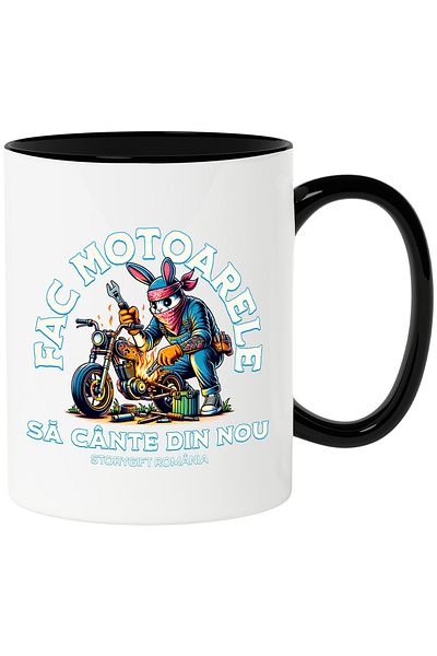StoryGift Romania Mechanic Rabbit Mug text make the engines sing again, 330ml, Ceramic with Handles, With ,STG