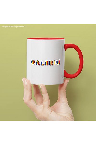 StoryGift Romania Mug With Name Valeriu, Romania, Supporter, Romanian Flag, Patriot, 330ml, Sky, With, STG.