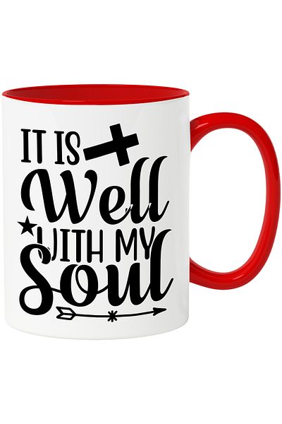 StoryGift Romania Mug with the text in English "It is well with my soul" - at peace with my soul with Man, Cu, STG.