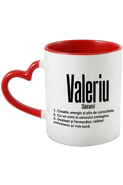 StoryGift Romania Mug With The Name Valeriu, With Motivational Message, Creative, Energetic, Curious, Smart, With, STG.