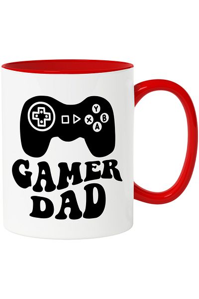 StoryGift Romania Mug With Text Gamer Dad, Family, Man, Console,,Ceramic, 330ml, with Red Handle, With,STG.