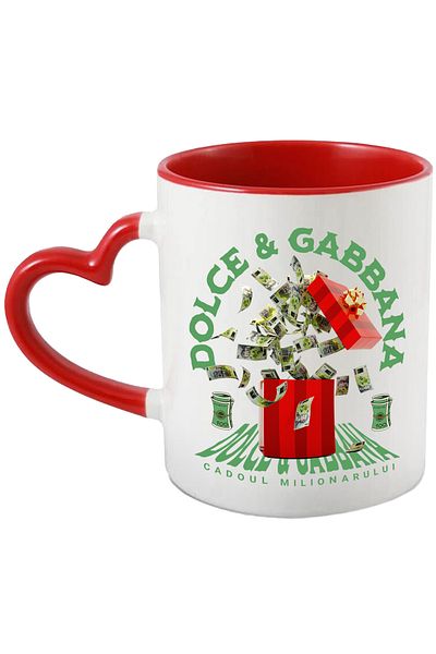 StoryGift Romania _Dolce & Gabbana_ Mug - Millionaire's Gift, 330ml, Ceramic with Red Heart Handle, With ,STG.