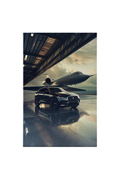 StoryGift Romania Tablou Canvas The Black Car And Private Plane Si Un Cer Int...