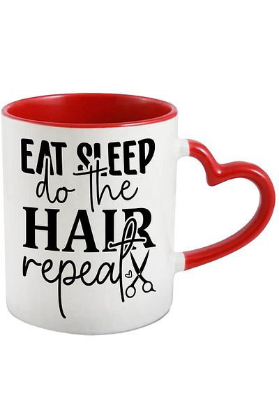 StoryGift Romania Mug with the text "Eat sleep, do the hair, repeat" - eat sleep, do/arrange hair, With ,STG.
