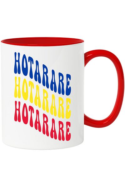 StoryGift Romania Mug The Word Decision, in the Colors of the Romanian Flag, Red, Yellow, Blue, , With ,STG.