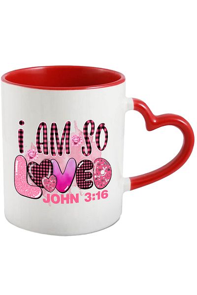 StoryGift Romania Mug with the message "I am so loved - John 3:16", biblical verse, illustration, love, , With ,STG .