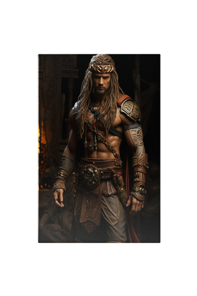 StoryGift Romania Tablou Canvas: Portret Barbat Viking Cu Tatuaje Si Par Dreduri Pictura Digitala