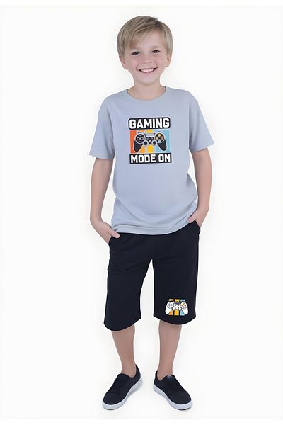 FYK KİDS Boy's Summer Printed Bottom-Top Suit