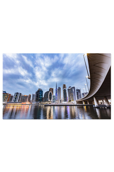 StoryGift Romania Tablou Canvas: Orasul Dubai Luminat Noaptea, Cu Impresionanta Sa Silueta Urbana Peisaj Urban, D