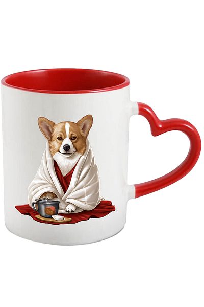 StoryGift Romania Mug with a serious dog that is cold | illustration | cold | tea | treat, With ,STG.