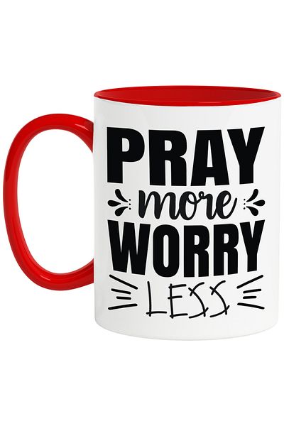 StoryGift Romania Mug with motivational text in English "Pray more, worry less" - pray for me, With ,STG.